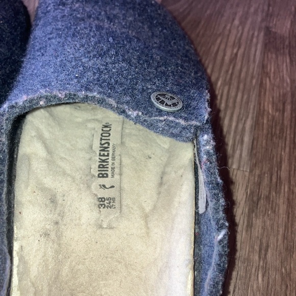 Birkenstock zermatt shearling Wool 38 Slippers shoes Navy Blue L7 M5 - Picture 5 of 8